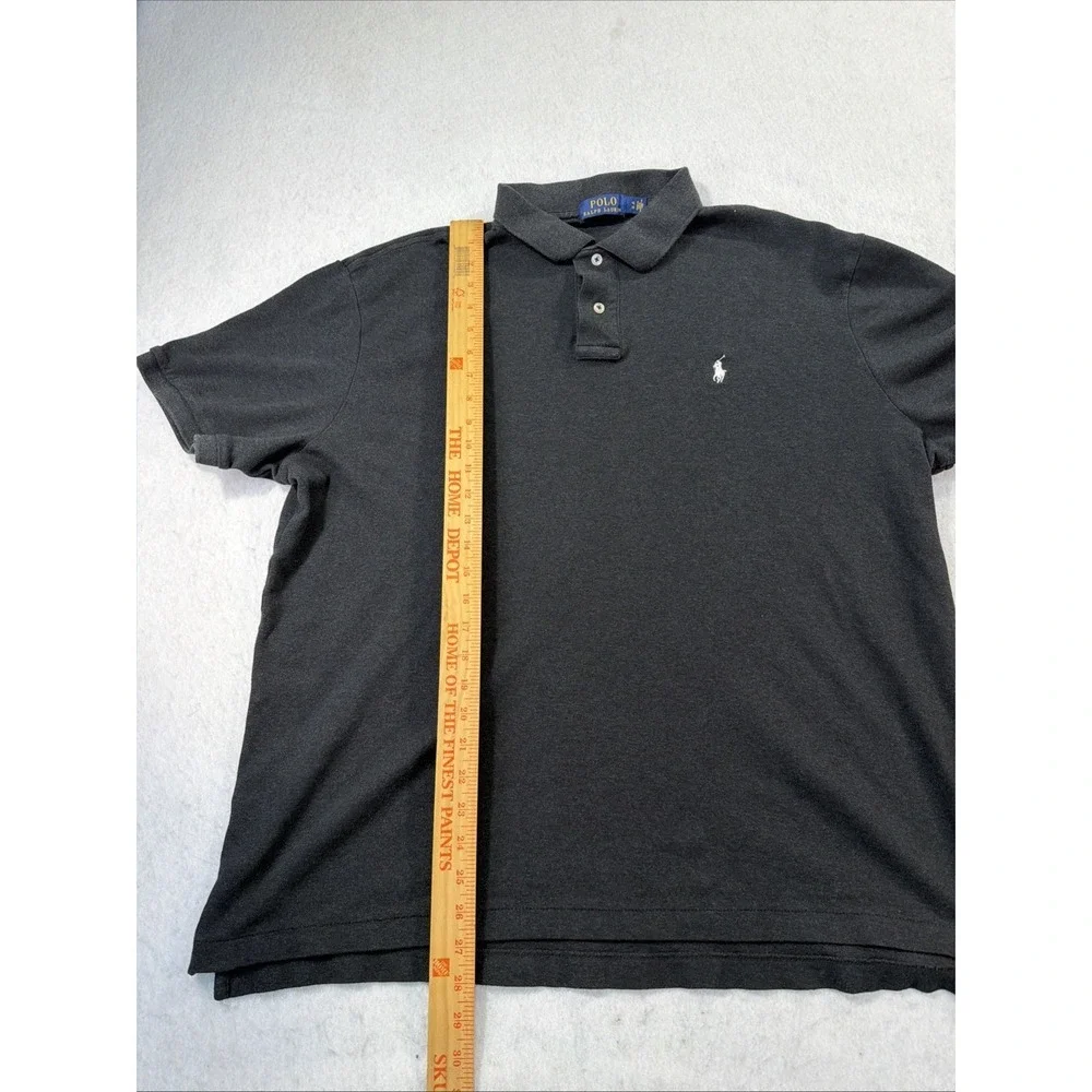 Polo Ralph Lauren Mens XL Charcoal Gray Solid Polo Shirt Custom Cotton